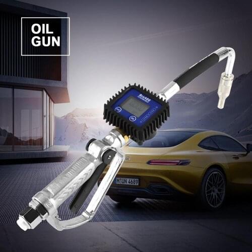 Oil Gun Fuel Meter Nozzle Digital LCD Fuel Oil Flow Meter Lubricant Nozzle Gun Fueling Nozzle with Flow Meter for Filling Fluid