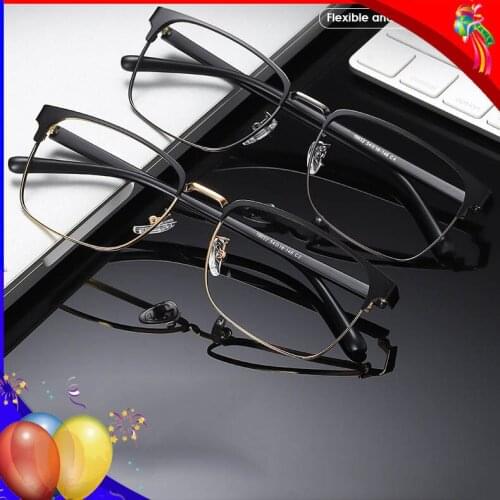 Glasses Frame For Men Women Half Rim Metal Eyewear Myopia Optical Eyeglass Frame Spectacles TR Frame Square Clear Lenses Eyeglas