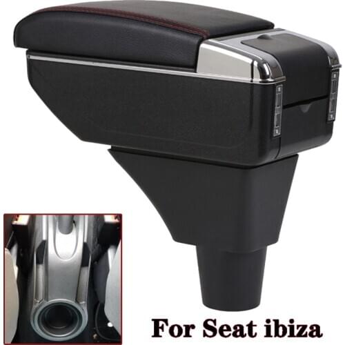 For Seat Ibiza Armrest Box Central Store Content Storage Box Seat Armrest Box with Cup Holder Ashtray Car Parts USB Interface