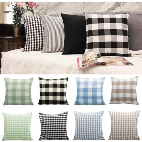 Buffalo Plaid Cushion Cover Cotton Pillow Cover for Sofa Living Room 45x45cm Decorative Pillows Housse De Coussin