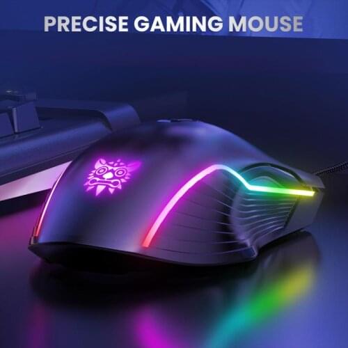 ONIKUMA 6400 DPI Wired Gaming Mouse USB Game Mice 7 Buttons Design Breathing LED Colors For Laptop PC Gamer 800Green/1600Pink