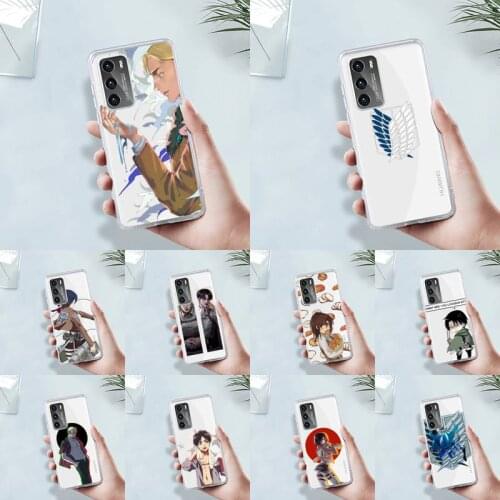 Anime Attack on Titan Phone Case Transparent For Huawei 8 7 6 5 4 3 2 pro SE i E Soft TPU Clear Mobile Bags Coque