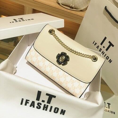 Mk Leather Luxury Designer For Women Handbag Female Messenger Suture Bag High Quality Chains Shoulder Crossbody Bags