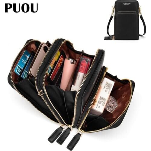 PUOU New PU Leather Cellphone Purses Fashion Daily Use Card Holder Small Summer Shoulder Bag for Women Handbags