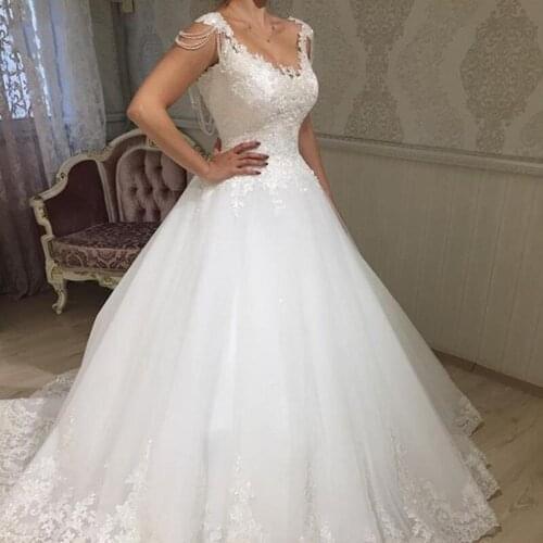 Wedding Dress Sleeveless White ivory Sexy Lace Applique beads Vestido De Noiva Tulle Lace Up Bride Wedding Dresses