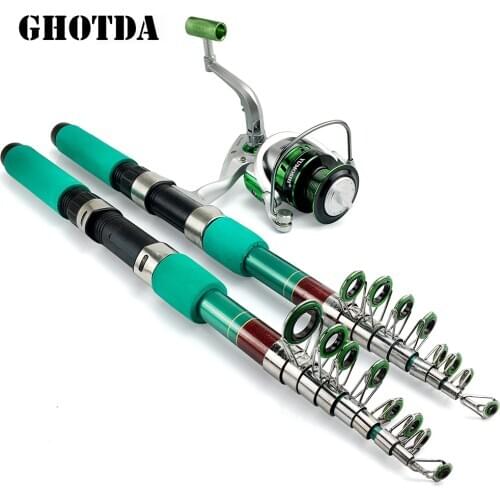 1.8-3.6m Telescopic Carp Fishing Rod Sets and 12BB Metal Spool Reel Spinning Fishing Reel Pesca