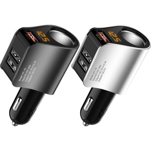 C1FB Quick Charge QC3.0 3.1A Car Cigarette Lighter Socket Splitter Plug 3 USB Charger Adapter QC3.0 Voltage Detection For Phone