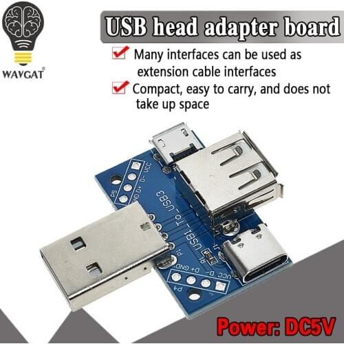 USB Head Switchboard Male USB Connector to Type-c Micro Female USB 2.54-4P transfer test board USB adapter plate XY-USB4