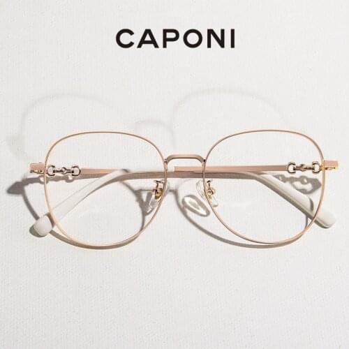 CAPONI Alloy Womens Eyeglasses Support Prescription Glasses Frame Original Design Anti Blue Ray Computer Eyewear UV400 JF0880