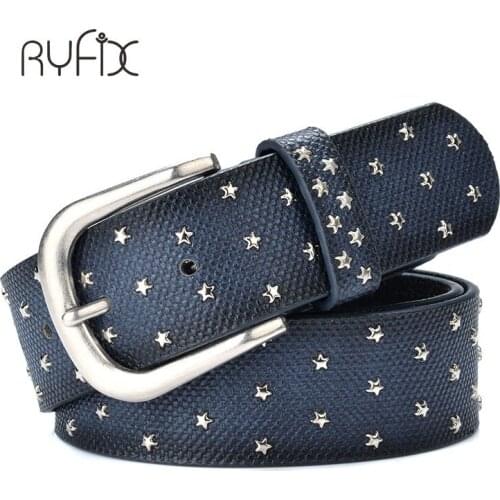 New Fashion womens Rivet belts Punk rock style jean belt PU Genuine leather Sequins Metal buckle Wide Metal rivet bead BL392