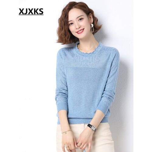 XJXKS Round neck long sleeve women sweater 2020 autumn winter new high-quality comfortable wool knitted sweater women pullover
