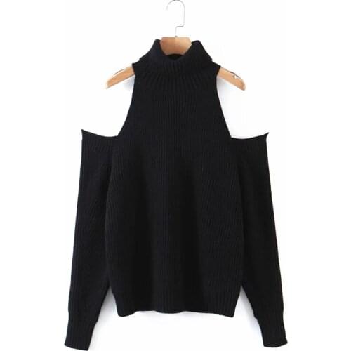 2021 Women Sexy Fashion Out the Shoulder Turtleneck Sweaters Female Elegant Pullovers Girls Chic Jumpers