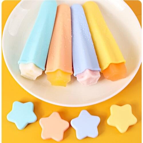 1/4Pc/Lot Summer Popsicle Maker Star Shape DIY Food-Grade Silicone Frozen Ice Cream Pop Mold Lolly Mould Kitchen Ice Stick Molds
