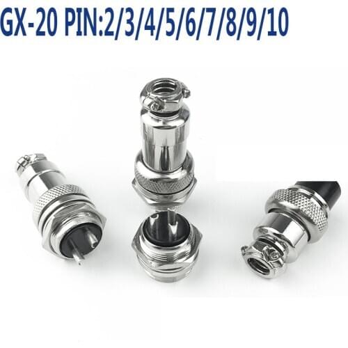 1Set GX20 Aviation Connector Plug Socket Circular Connector 2 3 4 5 6 7 8 9 10 12 13 14 15 Pin M19 19mm Cable Wire Male Female