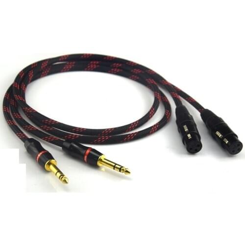 1 Pair Hi-Fi Dual 6.35mm to Dual XLR Female Audio Cable 4N OFC 6.5 TRS to 2 XLR Audio Wire
