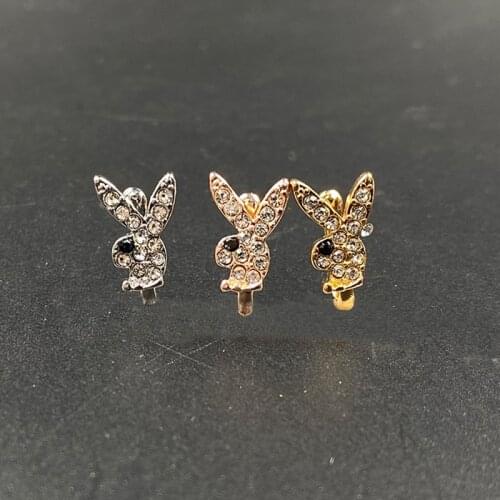 1PC Fake Nose Ring Clip Cute Bunny Non Piercing Nose Clip On Flower Nose Ring Style Jewelry Rabbit Faux Piercing
