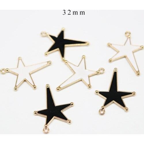10pcs/Lot Star 32mm Diy Design for Jewelry Making Earring Bracelet or Necklace Handmade Enamel Charms