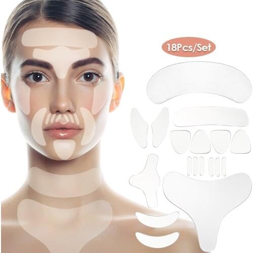 11/16/18Pcs Reusable Wrinkle Removal Stickers Face Forehead Neck Eye Pad Anti Aging Facail Lifting Cheek Chin Patch Skincare
