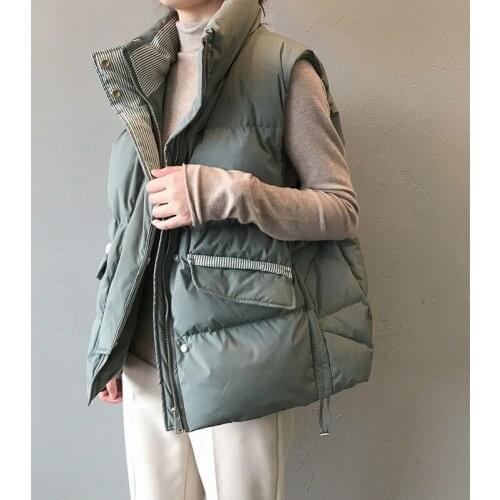 2021 Women Sleeveless Vest Winter Warm Plus Size Down Cotton Padded Jacket Female Veats Mandarin Collar Sleeveless Waistcoat