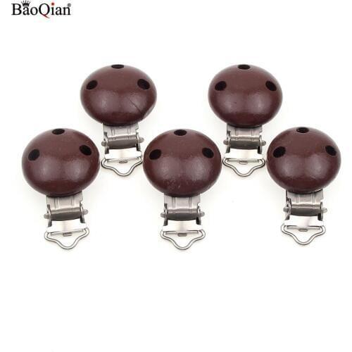 5pcs Brown Pacifier Clips Metal Clip Infant Soother Nipple Holder Accessories Garment Clips For Baby Clothes
