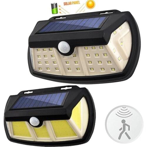90 COB 3 Sides Motion sensor LED Solar Light Bulb Outdoor Solar Wall Lamp Remote Control Waterproof Sunlight Powered for Garden