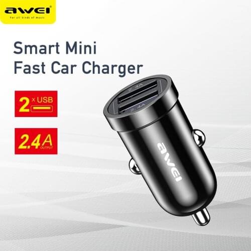 Awei Dual USB Car Charger 2.4A 2 Port Cigarette Lighter Socket Fast Charger USB Power Adapter For Smart Phones Car Charger