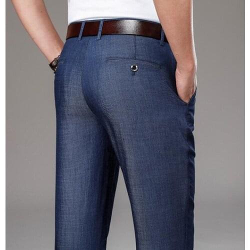 Oversized Jeans Mens Casual Stretch Tencel Jeans Summer New Arrivals Thin Comfortable Business Denim Trousers