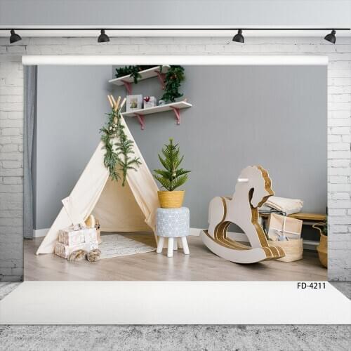 Children Room Tent Wooden Horse Floor Photophone Photography Backgrounds Baby Portrait Photography Backdrops For Photo Studio