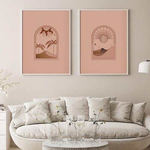 GAIA PORTAL Mystical Illustration Moon Print Wall Canvas Tarot Card Mid Century Poster Spiritual Art Painting Decor Room