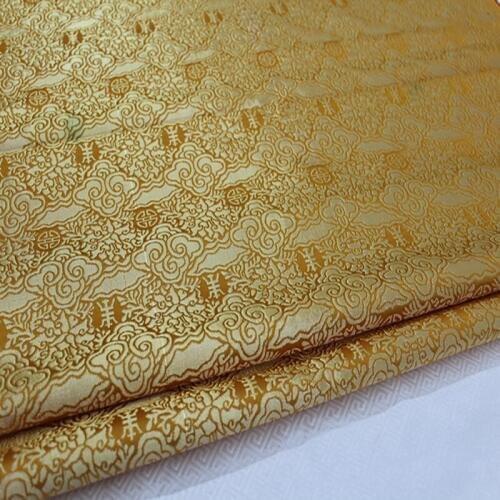 HLQON 75cm width brocade yarn dyed yellow color fabric for patchwork felt tissue telas bed sheet cheongsam dress children coat