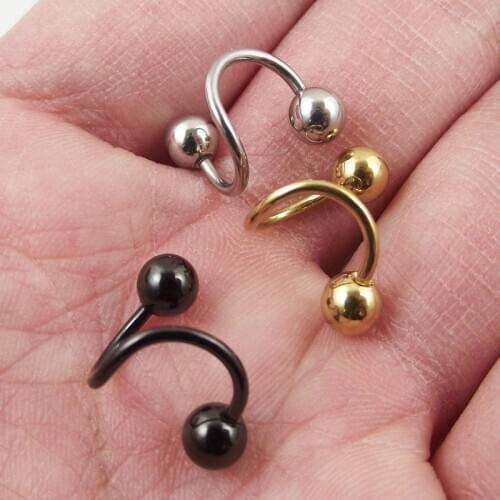 2pcs 14G 16G Stainless Steel Spiral Lip Ear Ring Labret body Jewelry Tragus Helix Ear Piercing Body Jewelry