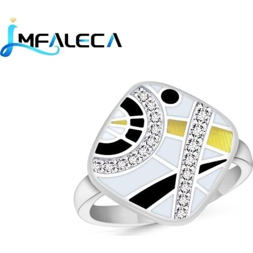 LMFALECA Fashion 925 Silver Ring Jewelry for Women Multicolor Enamel CZ Cocktail Ring Luxury Party Gift Jewellry Dropshipping