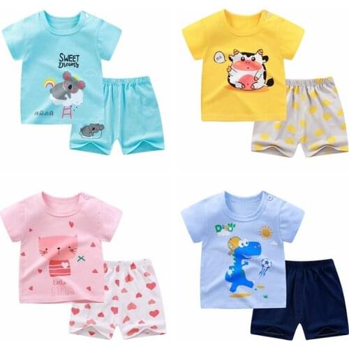 Newborn Baby Clothes Summer Baby Boys Clothes Short Sleeve Top + Shorts Set Baby Girls Clothes Set Cotton Baby Clothing Set