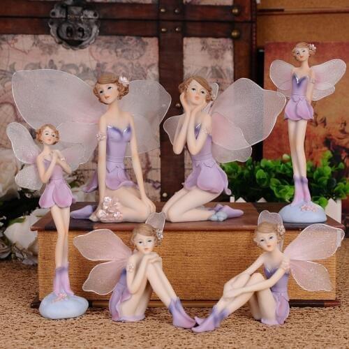 Beautiful Girl Resin Angel Home Decor Miniature Flower Fairy Figurines Statues Wedding decoration Birthday Gifts