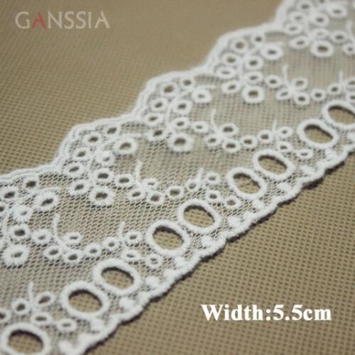 1 Yard Width:5.5cm Stylish Cotton Lace Embroidered Net Lace with Ribbon Hole Garment Lace Trims Trimmings (ss-6861)