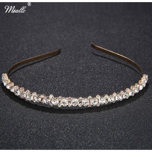 Miallo Bridal Tiaras Party Prom Crystal Crowns Girls Headband Rhinestones Headpiece Hairpins Hair Accessories Rim for Hair