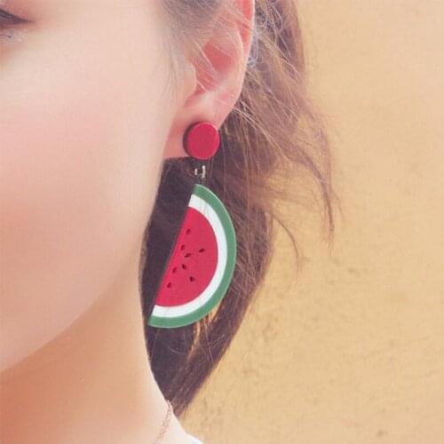 Cute Personality Woman Watermelon Pendant Earrings Acrylic Pendant Earrings Girl Earrings Party Accessories Jewelry 2018 new