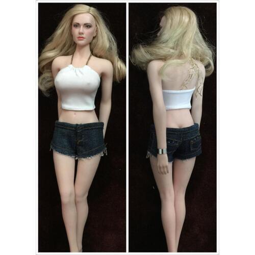 Mnotht 1/6 Scale Women Soldiers Chest-wrapped Vest with Short Blue Jeans for 12in Phicen Hottoy Tbleague Accessories Toys