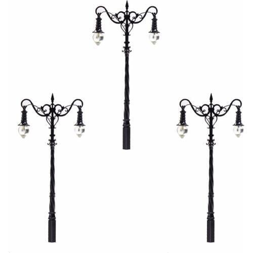 3pcs Model Railroad train Lamp posts Yard street light Lamps O/OO scale LQS37 LED lights model building kit