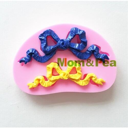 Mom&Pea 1226 Free Shipping Bowknot Silicone Mold Cake Decoration Fondant Cake 3D Mold Food Grade