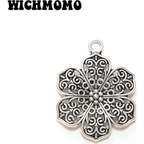 New 10 Pieces 29*31Mm Zinc Alloy Hollow Out Flowers Charms Pendants DIY Earrings Necklaces Jewelry Accessories PJ532