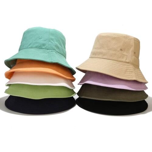 2021 New Foldable Fisherman Hat Solid Color Bucket Hats Unisex Fashion Bob Caps Hip Hop Gorros Men Women Panama Bucket Cap