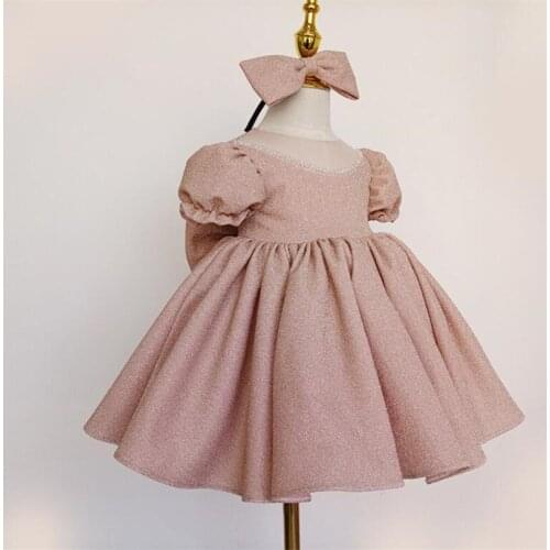 1st Birthday Party Baptism Dress Princess Girls Dress For Party And Wedding Sequins Bow Kids Dresses For Girls Toddler Ball Gown