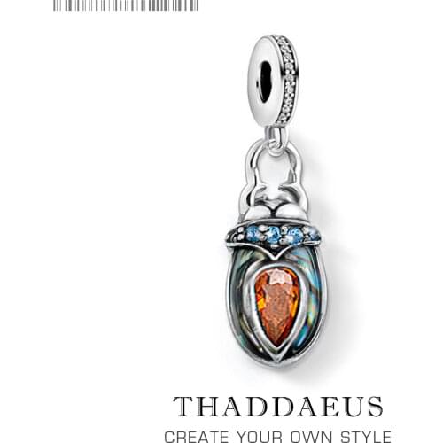 Beetle Bug Charm Women 2021 Summer Brand New Vintage 925 Sterling Silver Pendant Fit Bracelet Necklace Collares