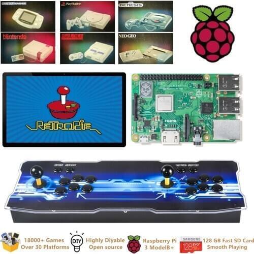 Raspberry Pi 3 Model B+ Retro Arcade Video Game Console Machine Retropie Emulation Station Arcade Cabinet w/ 18000+ Classic Game