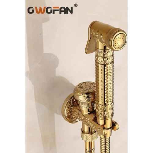 Retro Handheld Bidet Faucet Set Antique Brass Hygienic Shower Spray Head Bathroom Toilet Cleaning Car Rinse Pet Airbrush H-07