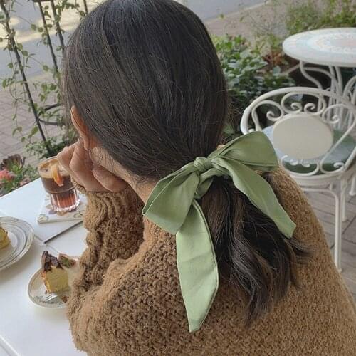 New Chiffon Bowknot Elastic Hair Bands For Women Girls Solid Color Scrunchies Headband Hair Ties Ponytail Holder Hair Accessorie