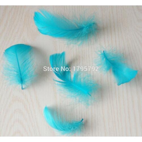 25Pcs Sky Blue Color 5-8 cm real goose feathers plumes for wedding hat hair accessories crafts making decorations