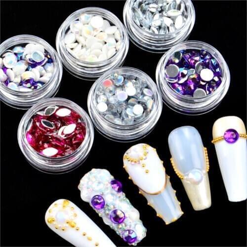 Mix Sizes Multi-size Rhinestones 3D Nail Art Decorations Crystal AB Flat Bottom Hotfix Studs Stone DIY Beads