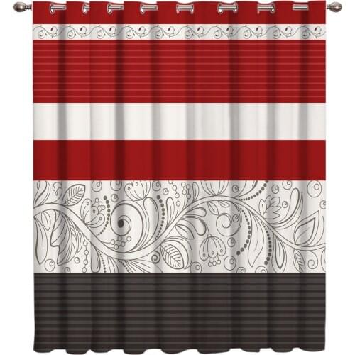 Vintage Flower Red Room Curtains Large Window Curtain Rod Bathroom Bedroom Fabric Curtain Panels With Grommets Home Decor